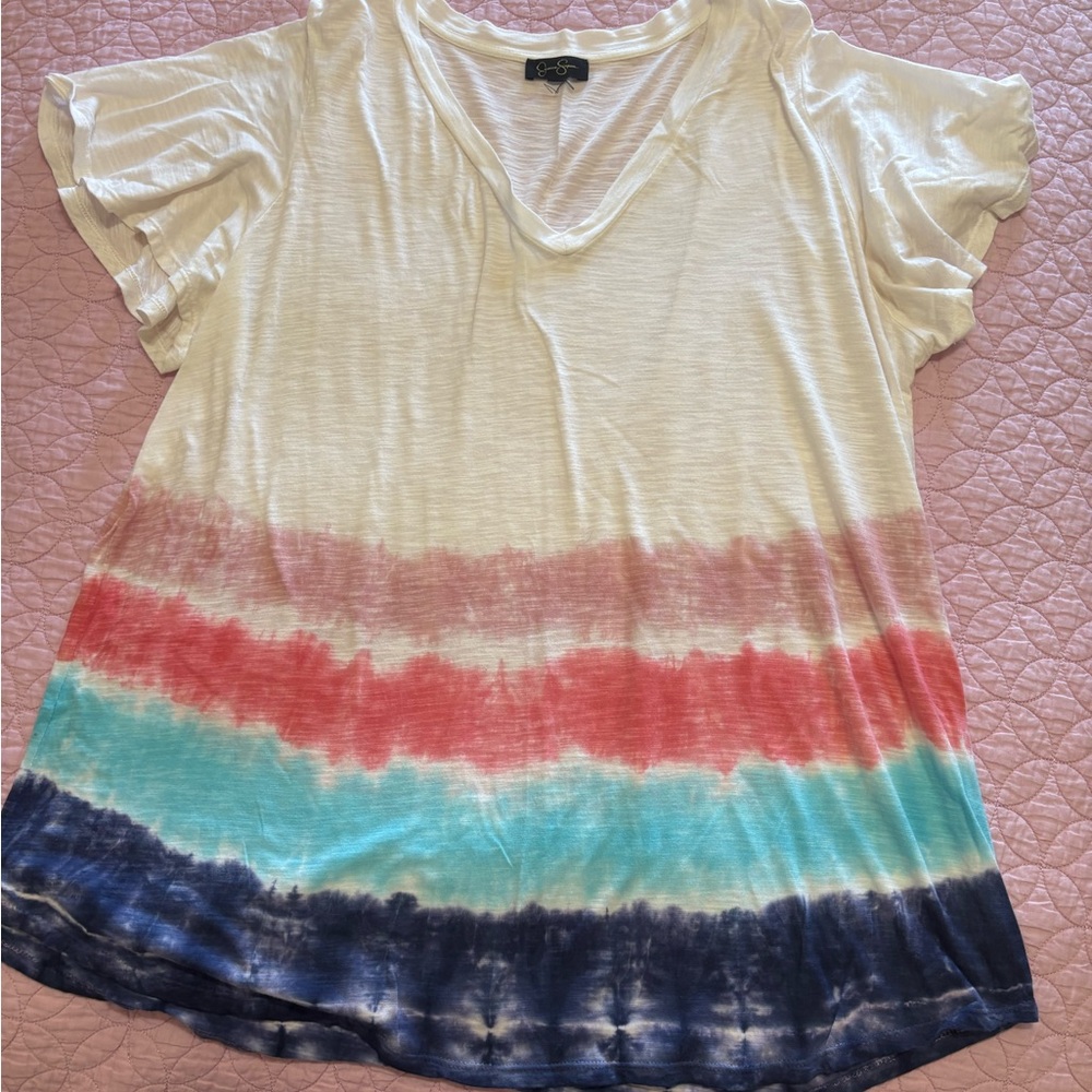 Jessica Simpson Multicolor Tie-Dye Short Sleeve Tee